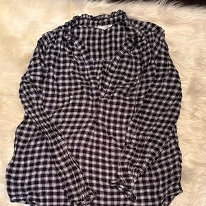 beachlunchlounge Black and White Checkered Button Down Shirt
